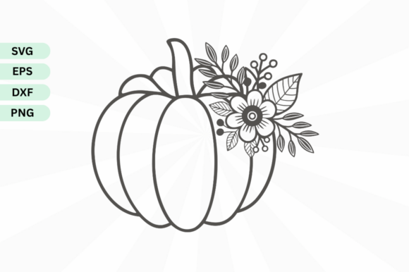 Autumn Floral Pumpkin SVG, PNG Design