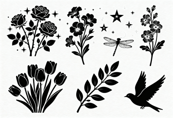 Black Floral Elements SVG Bundle