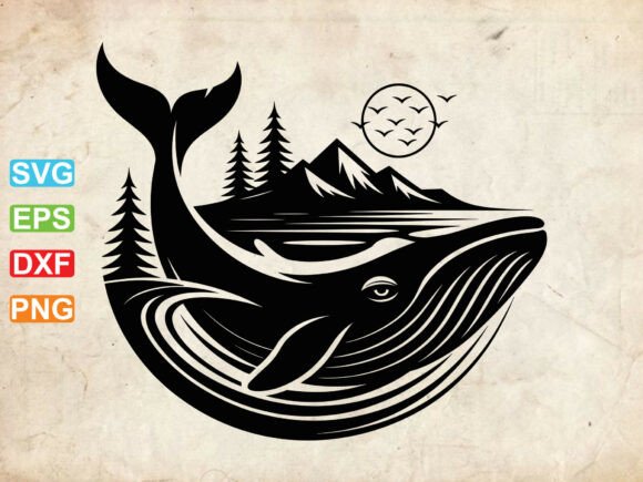 Blue Whale SVG, Floral Whale Svg, Sea