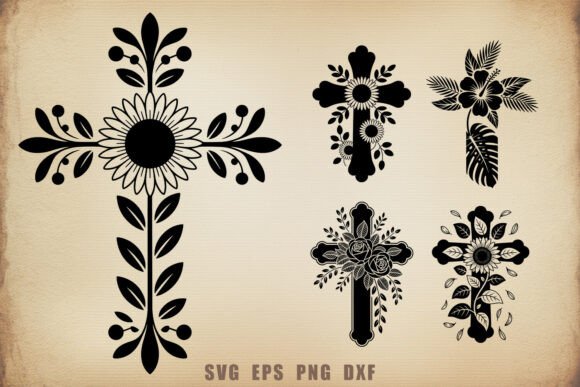 Christian Floral Cross SVG Bundle Files