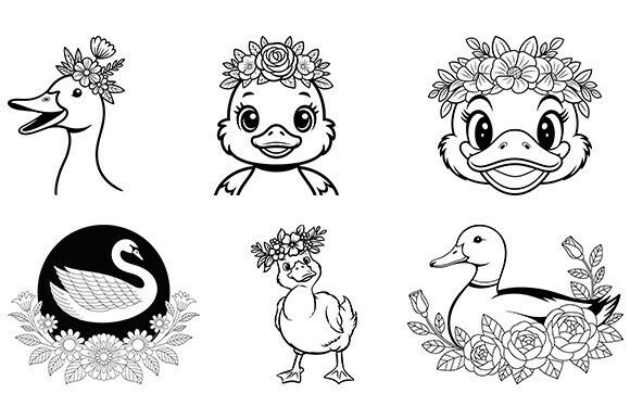 Cute Floral Duck Svg, Cute Duck Bundle