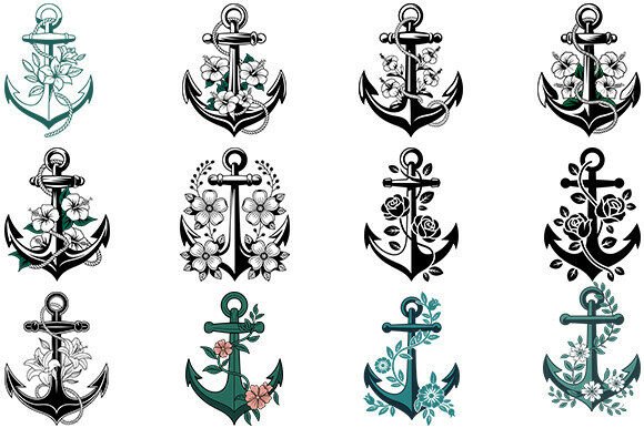 Floral Anchor Svg, Anchor Bundle