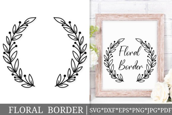 Floral Border SVG Leafy Branch Wreath