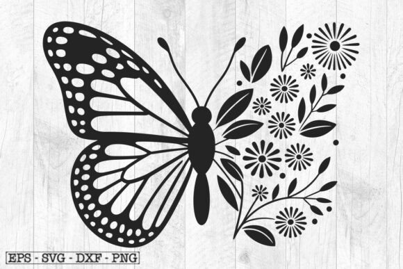 Floral Butterfly SVG Vector Design