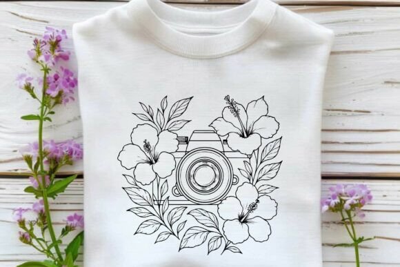 Floral Camera SVG Silhouette Vector PNG