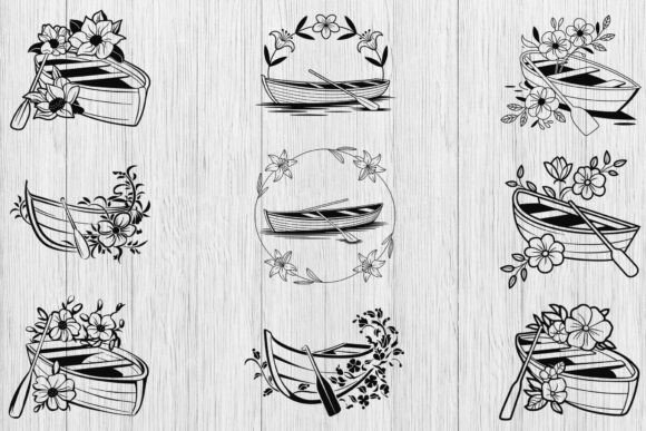 Floral Canoe Svg Bundle, Lake Life Svg