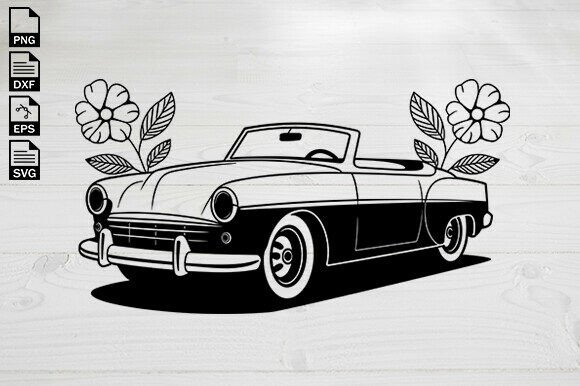 Floral Car Svg, Car with Flower Svg