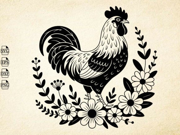 Floral Chicken SVG: A Unique Embroidery Design