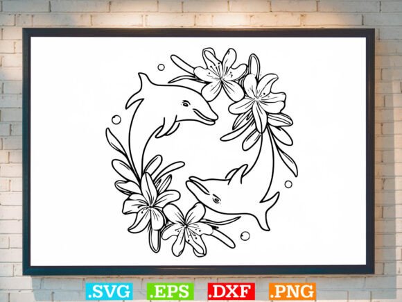 Floral Dolphin Svg, Sea Animal Svg, Dolp