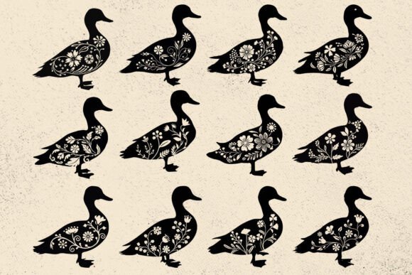 Floral Duck SVG, Wildflower Duck Cut Svg