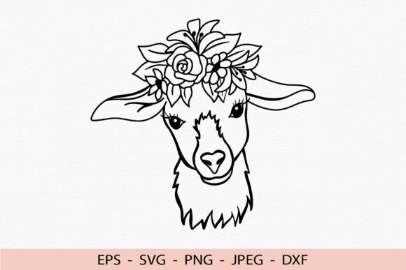 Floral Goat SVG Flowers Animal Cricut