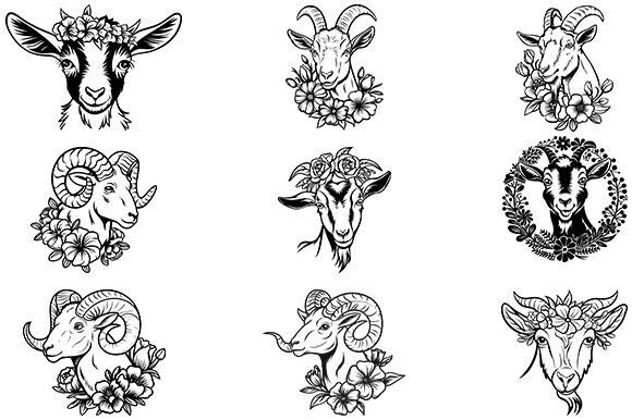 Floral Goat Svg, Goat Yoga Bundle