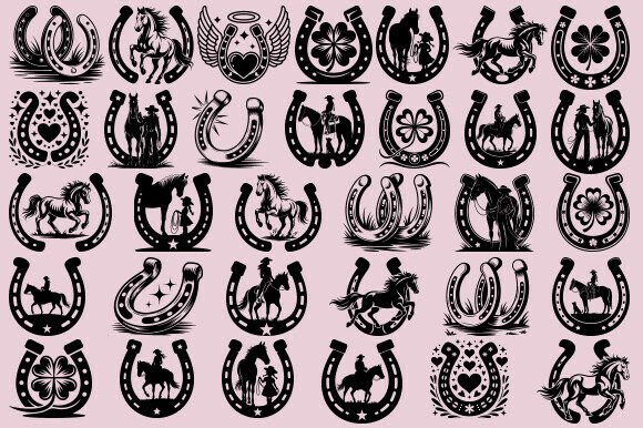 Floral Horseshoe SVG Bundle, Cowboy Svg