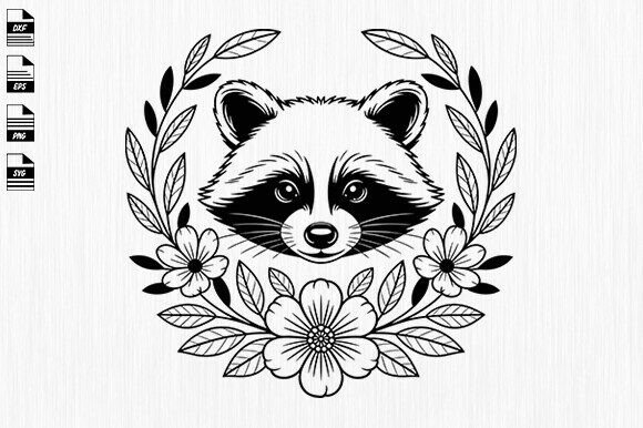 Floral Raccoon Svg, Floral Animal Svg