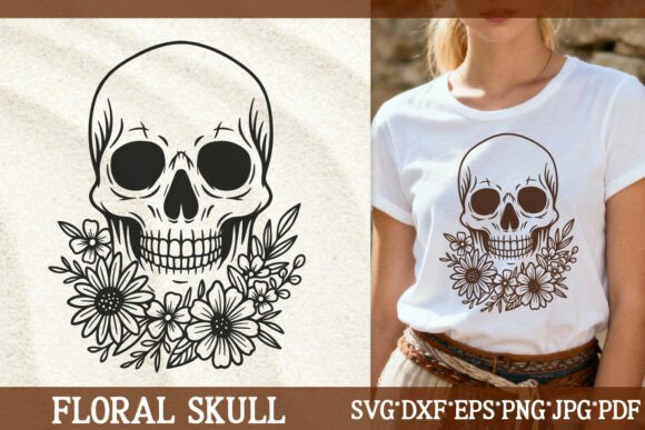 Floral Skull SVG Boho Skeleton PNG