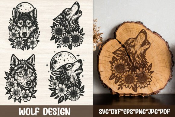 Floral Wolf SVG Wolf Head