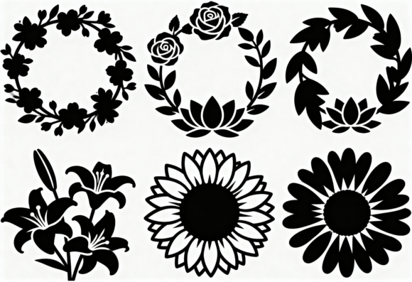 Floral Wreath SVG Bundle Flowers Lily