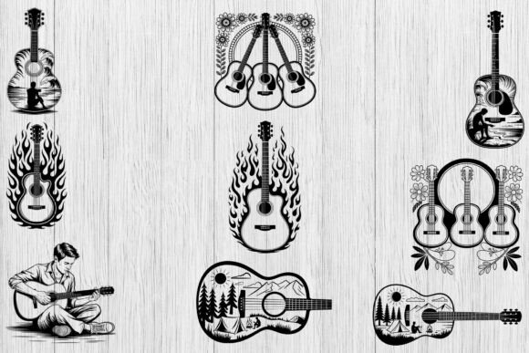 GUITAR SVG Bundle, Floral Guitar Svg