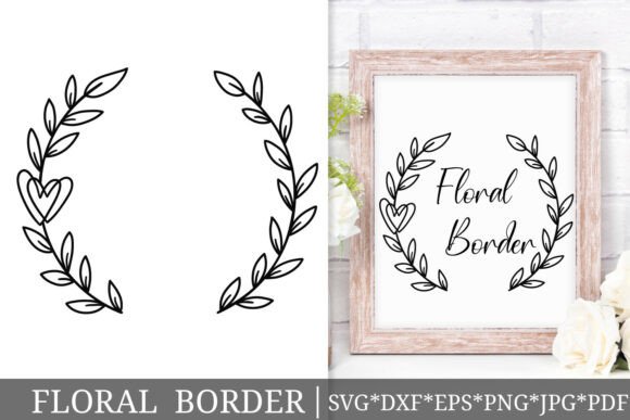 Heart Floral Border SVG Leafy Branches