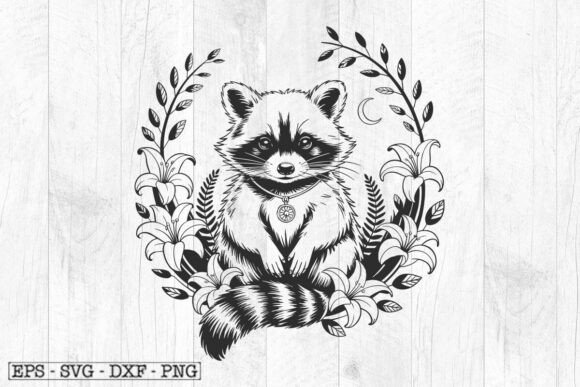 Raccoon Svg, Floral Raccoon Svg