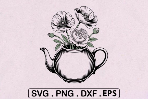 Tea Time Floral Arrangement Svg